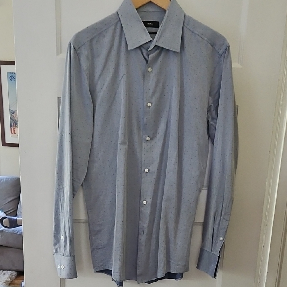 Boss Blue Dress Shirt Classic Professional Design